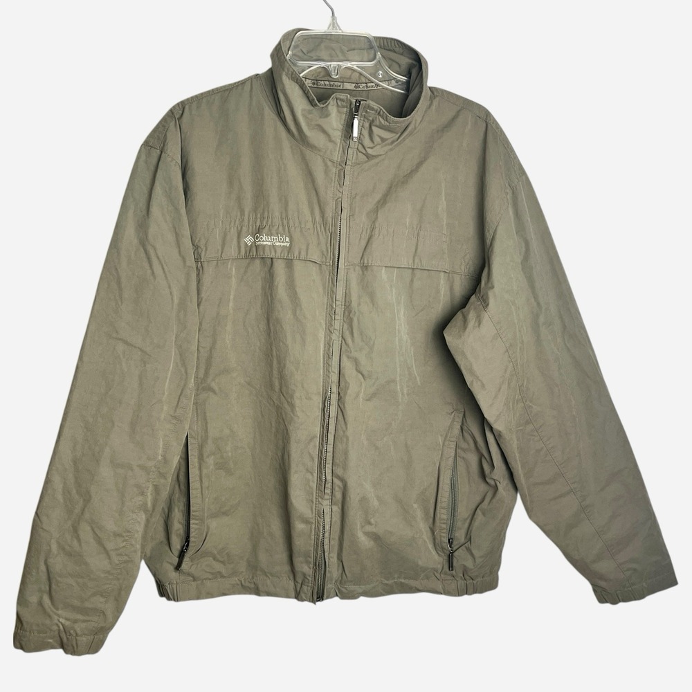 Columbia Mens Outdoor Jacket Large Zip Tan Water Wind Resistant 207 WM‎ 3022